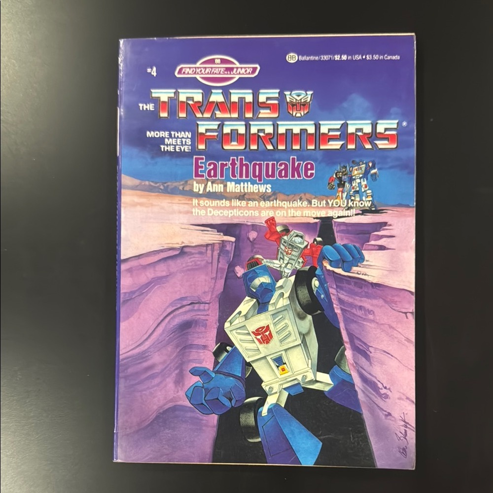 The Transformers: Find Your Fate #4: Earthquake (1986) - Vintage Paperback Novel